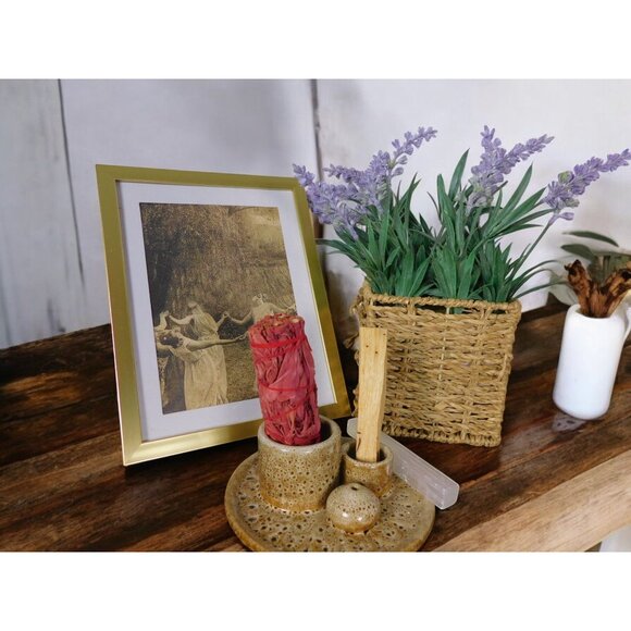 Rustic Ceramic Incense Holder Ash Catcher Altar Sage Smudge Bowl - Picture 7 of 10